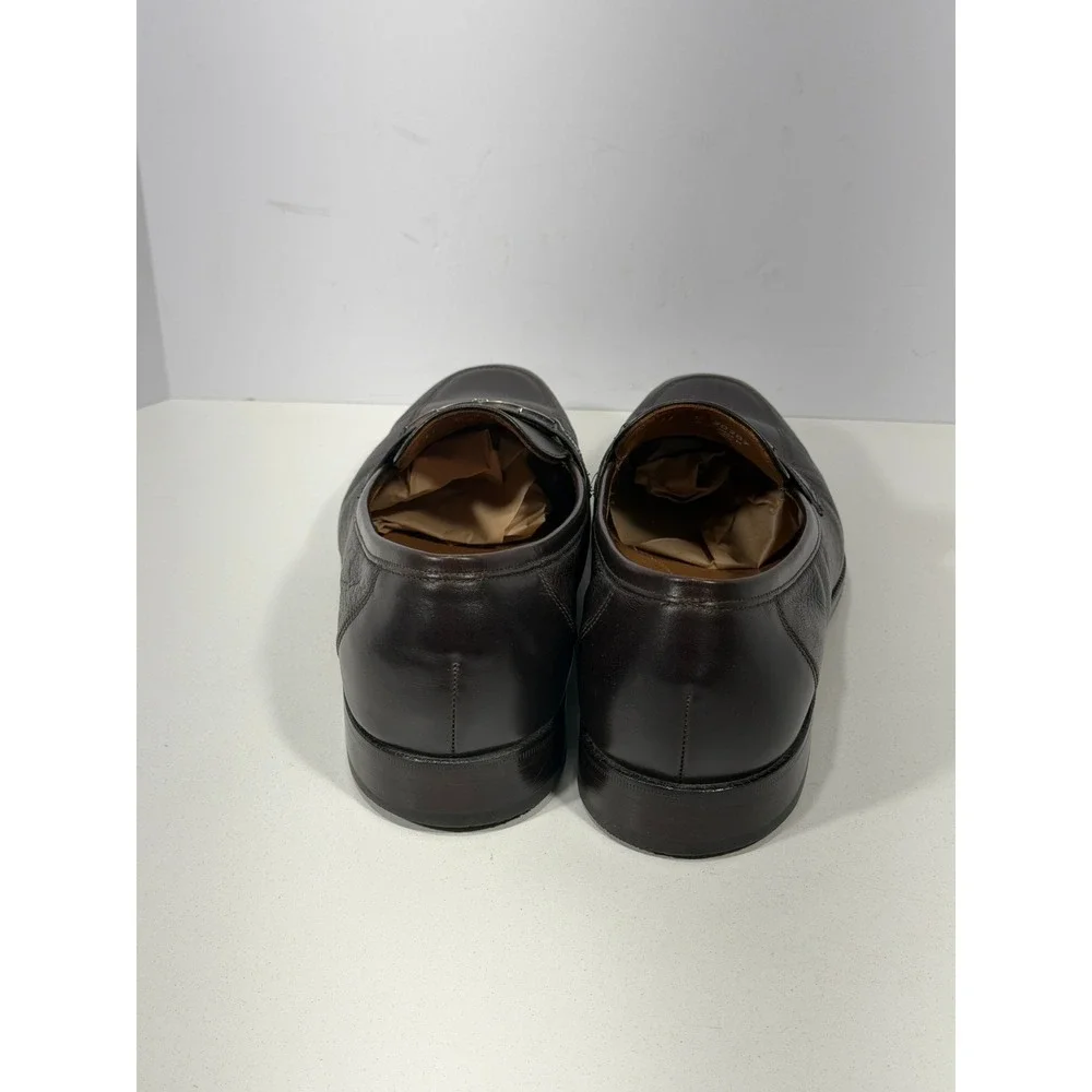 Florsheim Mens Dark Brown imperial Leather Bit Loafer Silver Hardware Dress Shoe